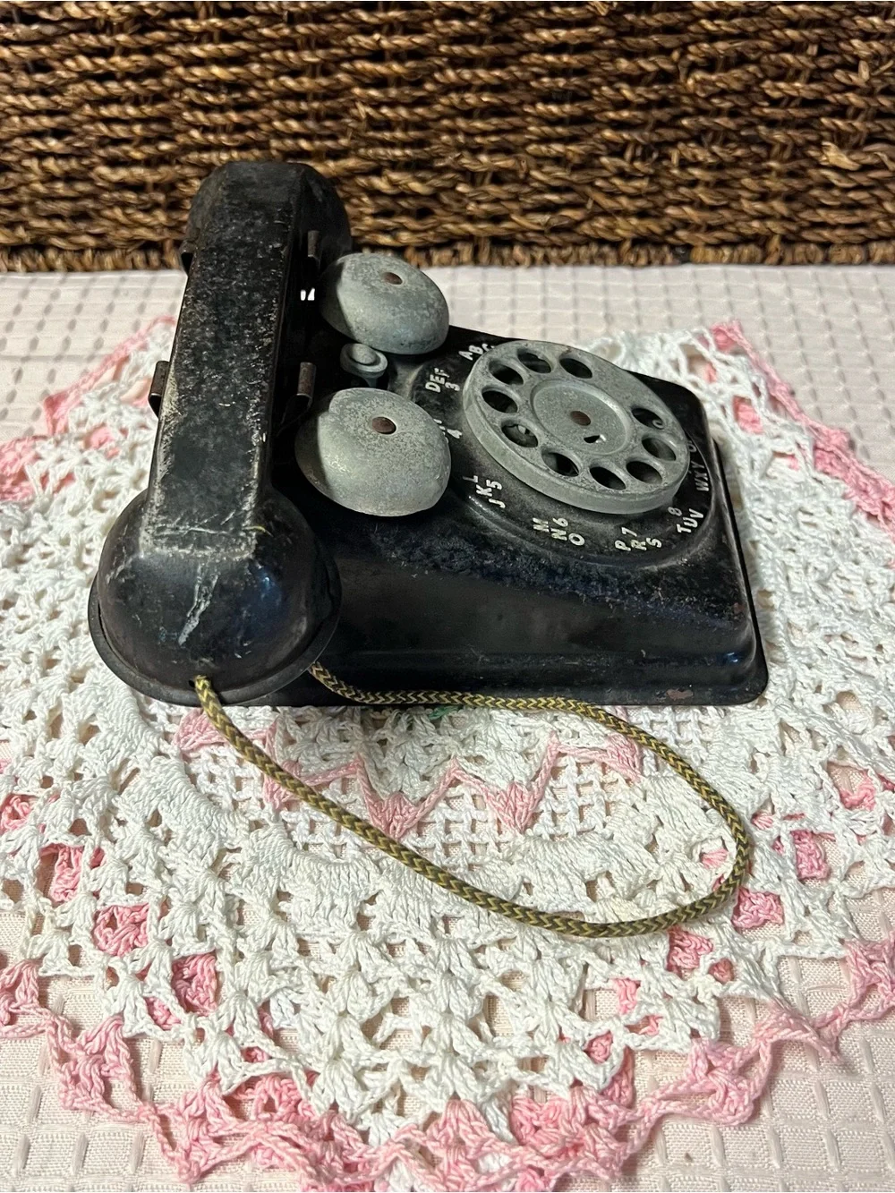 Vintage 1940s Steel Stamping Co. Black Metal Toy Rotary Telephone – Rare
